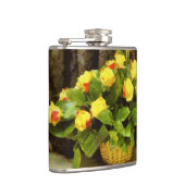 黄色のバラ絵を描のバスケット フラスク (右)