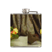 黄色のバラ絵を描のバスケット フラスク (裏面)