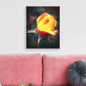 黄色のバラ芽と赤いハイライト キャンバスプリント (インサイチュ (リビング))