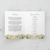 黄色のバラ葬儀写真奉仕順 カード (内部)