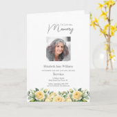 黄色のバラ葬儀写真奉仕順 カード (黄色い花)