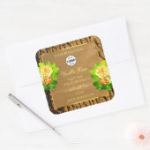 黄色のバラ製品ラベルウッドツリーの樹皮とロゴ スクエアシール (封筒)