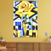 黄色のバラ黄色の花瓶の幾何学的な静止寿命 キャンバスプリント (インサイチュ (リビング))