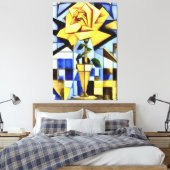 黄色のバラ黄色の花瓶の幾何学的な静止寿命 キャンバスプリント (インサイチュ (寝室))