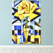 黄色のバラ黄色の花瓶の幾何学的な静止寿命 キャンバスプリント (インサイチュ (ウッドフロア))