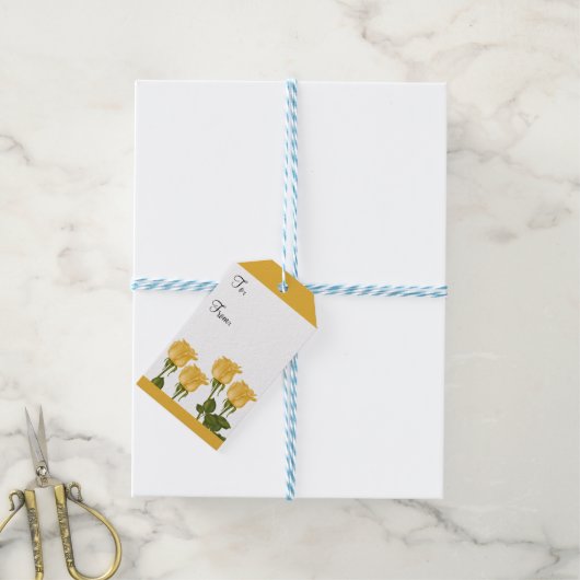 黄色のバラ ギフトタグ (より糸付き)