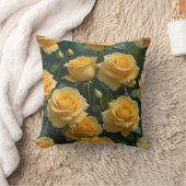 黄色のバラ クッション (ブランケット)