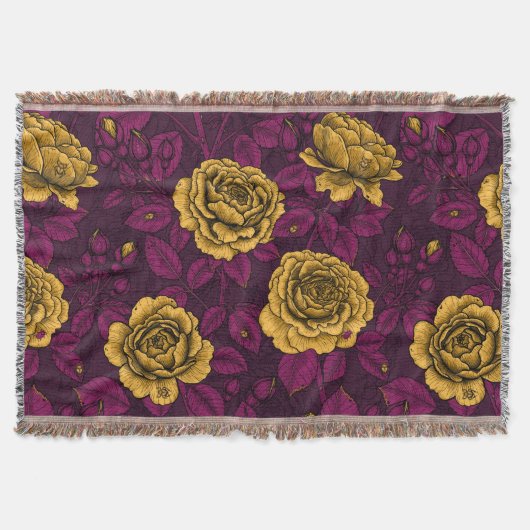 黄色のバラ スローブランケット (正面)
