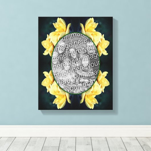 黄色のバラ トリオ フレーム オリジナル写真を作成 キャンバスプリント (インサイチュ (ウッドフロア))