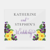 黄色のバラ |バイオレットボホフローラ結婚ズ アクリルサイン (正面)