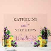 黄色のバラ |バイオレットボホフローラ結婚ズ アクリルサイン (ウェディング)