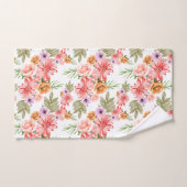 黄色のバラ ピンクの花 花 緑の葉 エレガント バスタオルセット (ハンドタオル)