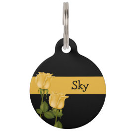 黄色のバラ ペット　ネームタグ