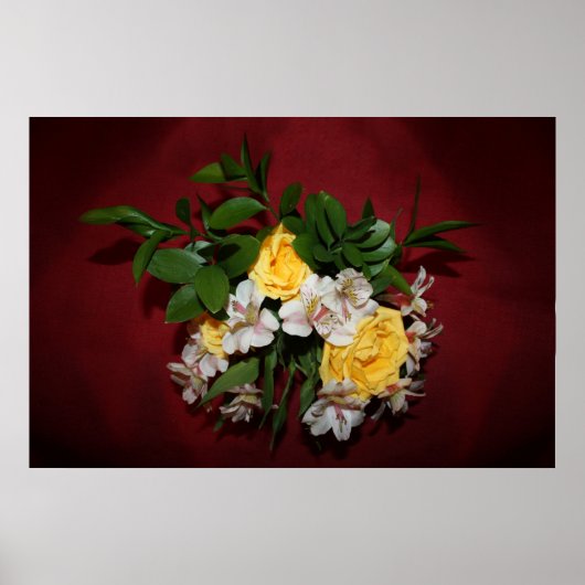 黄色のバラ&ライラックスオンレッド ポスター (正面)
