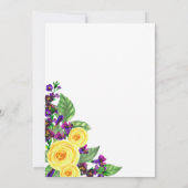 黄色のバラ |ヴァイオレットボホフローラガールベビーシャワー 招待状 (裏面)