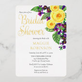 黄色のバラ |ヴァイオレットボホフローラブライダルシャワー 箔招待状 (正面)