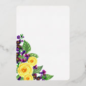 黄色のバラ |ヴァイオレットボホフローラブライダルティーフォイル 箔招待状 (裏面)