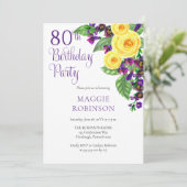 黄色のバラ ヴィオレット 80歳の結婚記念日 お誕生日パーティー 招待状 (スタンド正面)