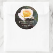 黄色のバラ：住所ステッカー ラウンドシール (バッグ)