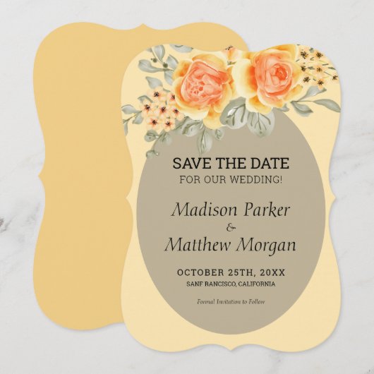 黄色のバラ 招待状 (正面/裏面)