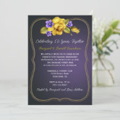 黄色のバラ 紫のスミレ 金色の豪華な額縁 招待状 (スタンド正面)