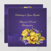黄色のバラ 紫のスミレ 50周年記念 招待状 (正面/裏面)
