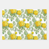黄色のバラ(緑の葉バラ) ラッピングペーパーシート (正面)