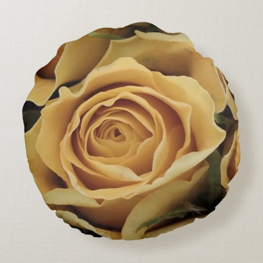 黄色のバラ、花、丸い枕 ラウンドクッション (裏面)
