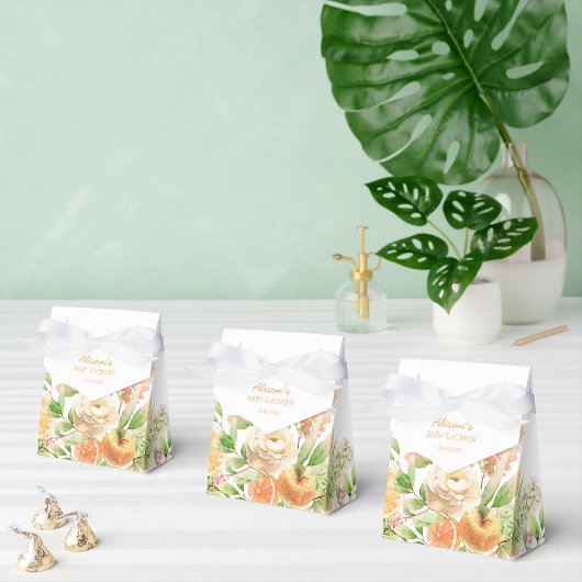 黄色のバラ 花 緑の女の子 ベビーシャワー フェイバーボックス