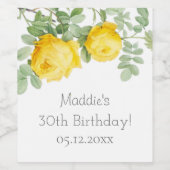 黄色のバラ | 30th誕生日 ワインラベル (シングルラベル)