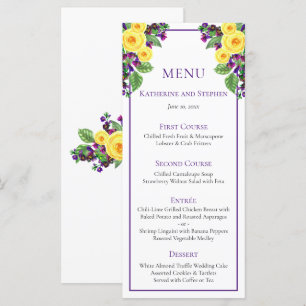 黄色のバラ Violets Boho Floral Wedding Menu メニュー