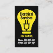 黄色のバルブ – プラグ電気サービス 名刺 (正面)