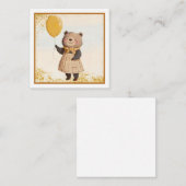 黄色のバルーンと黄色の格子模様のドレスにクマ ノートカード (正面/裏面)
