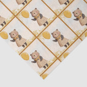 黄色のバルーンと黄色の格子模様のドレスにクマ 薄葉紙 (詳細)