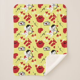 黄色のバレンタインの日のパターン シェルパブランケット