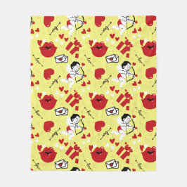黄色のバレンタインの日のパターン フリースブランケット
