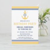 黄色のバースデ航海のーパーティー招待状といかり 招待状 (スタンド正面)