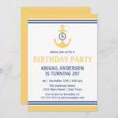 黄色のバースデ航海のーパーティー招待状といかり 招待状 (正面/裏面)