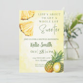 黄色のパイナップルをテーマにしたシャワー招待状 招待状 (スタンド正面)