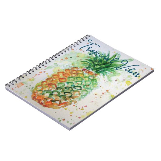 黄色のパイナップル フルーツ ビーチトロピカルな雰囲気 ノートブック (左側)