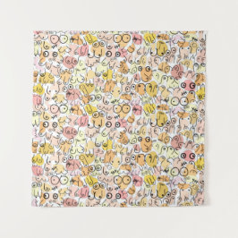 黄色のパステルカラーの女性 タペストリー