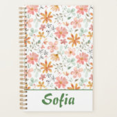 黄色のパターン植物緑の名前オレンジプランナー プランナー手帳 (正面)