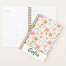 黄色のパターン植物緑の名前オレンジプランナー プランナー手帳