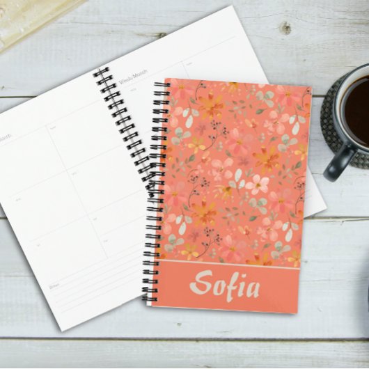 黄色のパターン植物緑の名前オレンジプランナー プランナー手帳