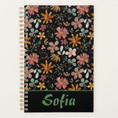 黄色のパターン植物緑の名前黒プランナー プランナー手帳 (正面)