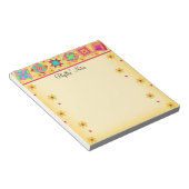 黄色のパッチワークキルトブロックアート ノートパッド (アングル)