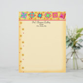 黄色のパッチワークキルトブロックレターヘッド レターヘッド (スタンド正面)