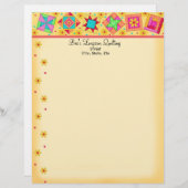 黄色のパッチワークキルトブロックレターヘッド レターヘッド (正面/裏面)