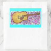 黄色のパティナを持つアコースティックギター 長方形シール (バッグ)