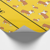黄色のパーソナライズされたウェルシュコーギーに名前を付ける ラッピングペーパー (角)
